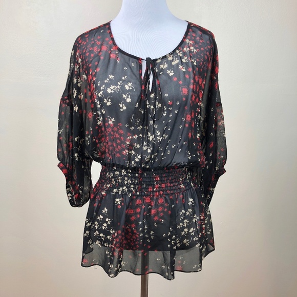Anthropologie Tops - Fei Anthropologie Floral Silk Blouse Size Medium